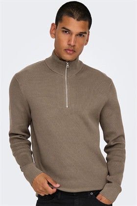 Only & Sons Phil Half Zip Desert Ta